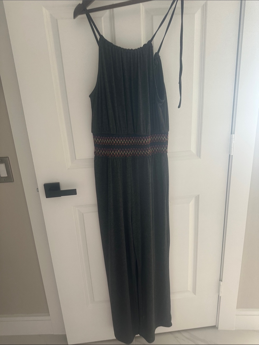 Cupshe gun metal grey Boot Flare Jumpsuit with Embroidered Waist